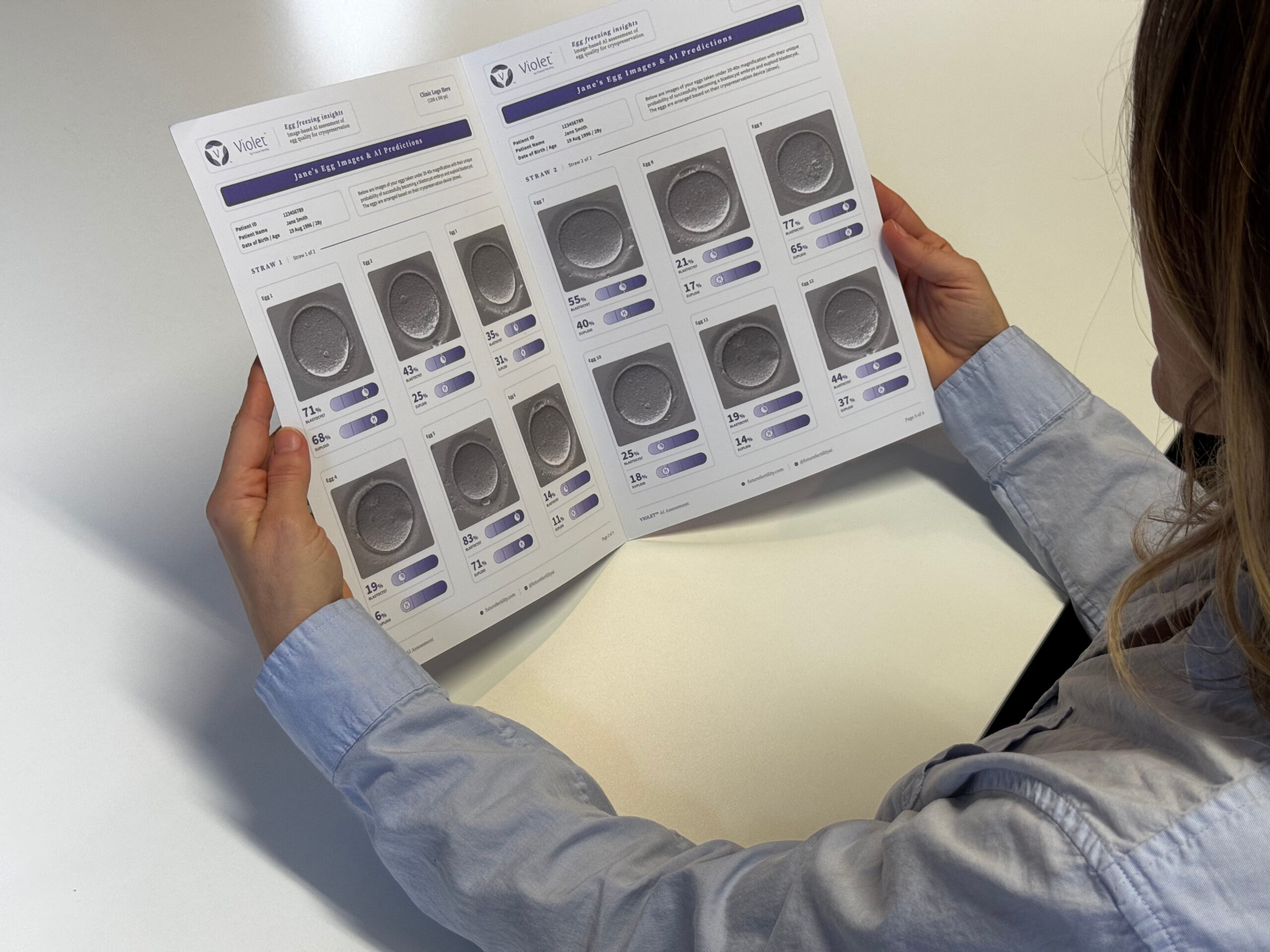 Patient reading Violet